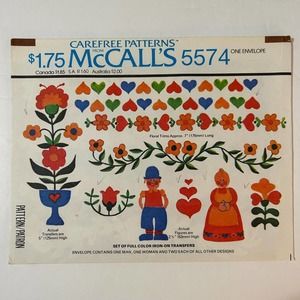 McCalls Vintage Iron On Transfer Pattern #5574